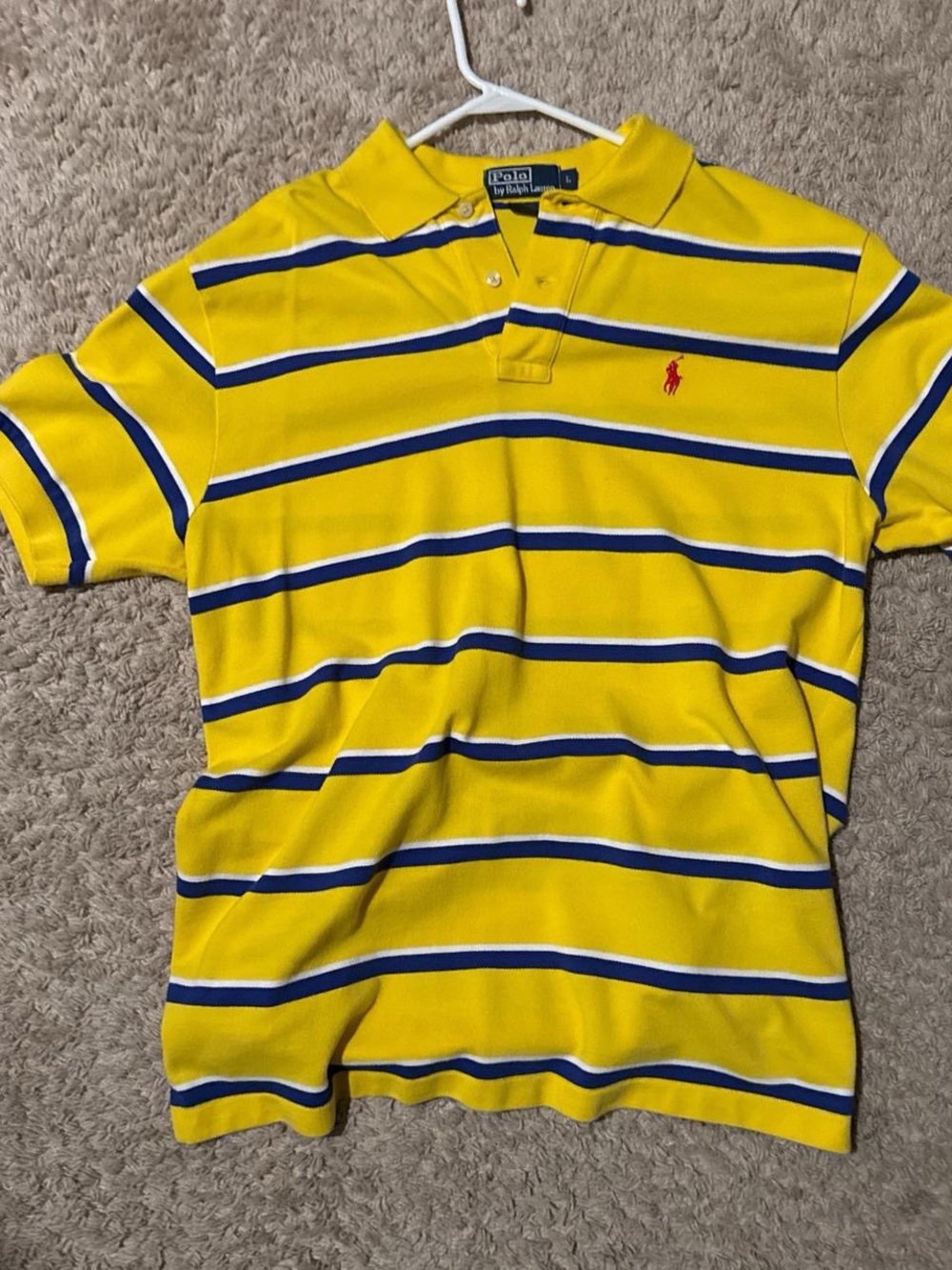 Polo by Ralph Lauren Yellow Stripe Polo with Navy & White Accents